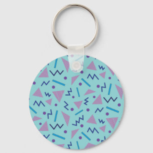Porte-clés 80s 90s style Memphis géométrique bleu  