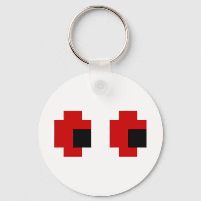 Porte-clés 8 bits Éffrayants yeux rouges (Recto)