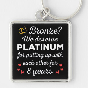Porte-clés 8ème anniversaire Mariage I - Bronze Funny Couple