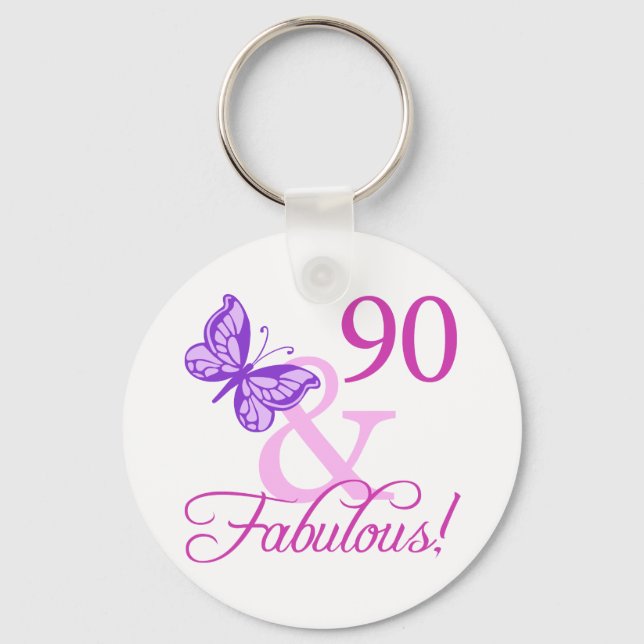 Porte-clés 90 Et Cadeaux Fabuleux Anniversaires (Plum) (Recto)