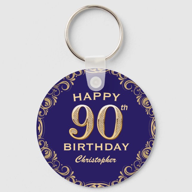 Porte-clés 90e anniversaire de la Parties scintillant marine  (Recto)