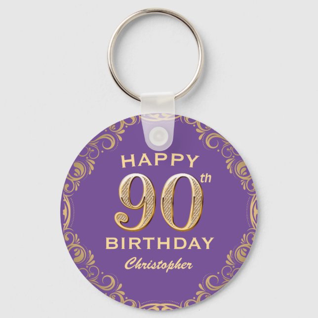 Porte-clés 90e anniversaire de la Parties scintillant violet  (Recto)