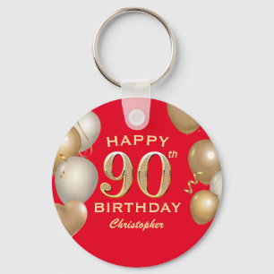 Porte-clés 90e Anniversaire des Ballons rouges et or