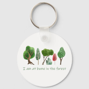 Porte-clés À la maison dans la forêt Citation inspirante