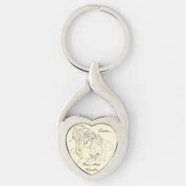 Porte-clés A. loving drawing of girl kissing akita
