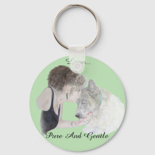 Porte-clés A. loving drawing of girl kissing akita