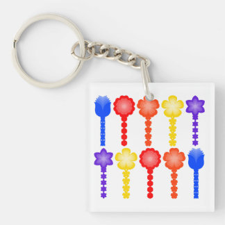 Porte-clés à motif de fleurs abstraites vibrantes