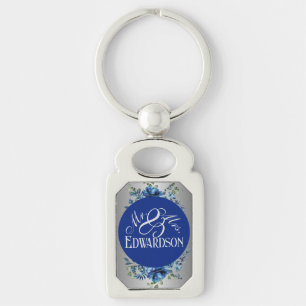 Porte-clés à motif floral et argent métallisé