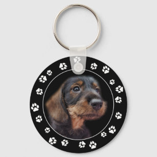 Porte-clés À poils durs Dachshund Chiot Empreintes de pattes 