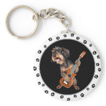 À poils durs Dachshund Jouer Porte - clé de guitar