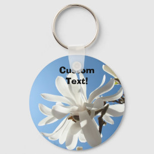 Porte-clés à texte personnalisé Fleur de Magnolia