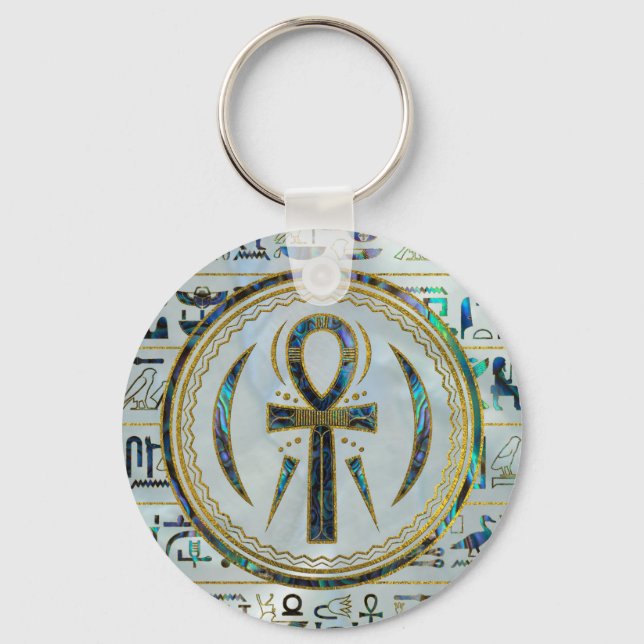 Porte-clés Abalone Shell Egyptian Ankh Cross symbole (Recto)