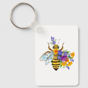 Porte-clés Abeille à fleurs avec des plantes sauvages