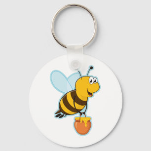 Porte-clés Abeille de miel et pot heureux de miel