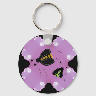 Porte-clés Abeilles dans les fleurs