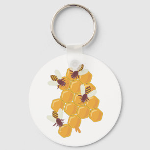 Porte-clés Abeilles de miel et conception de peigne de miel