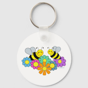 Porte-clés Abeilles et fleurs