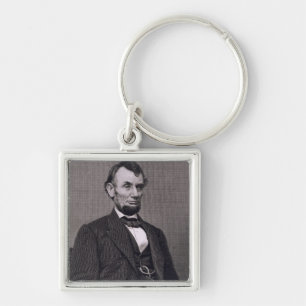Porte-clés Abraham Lincoln, gravé d'une photographie va le
