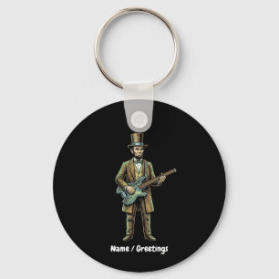 Porte-clés Abraham Lincoln Tête de Guitare sans Tête en Bois