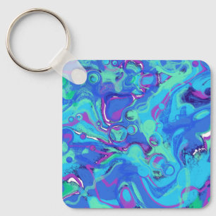 Porte-clés Abstract In Blues, Greens, & Purples