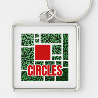 Porte-clés Abstraction tachetée verte avec accents rouges