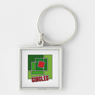 Porte-clés Abstraction verte avec carré rouge torsadé