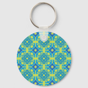 Porte-clés Abstrait bleu et jaune