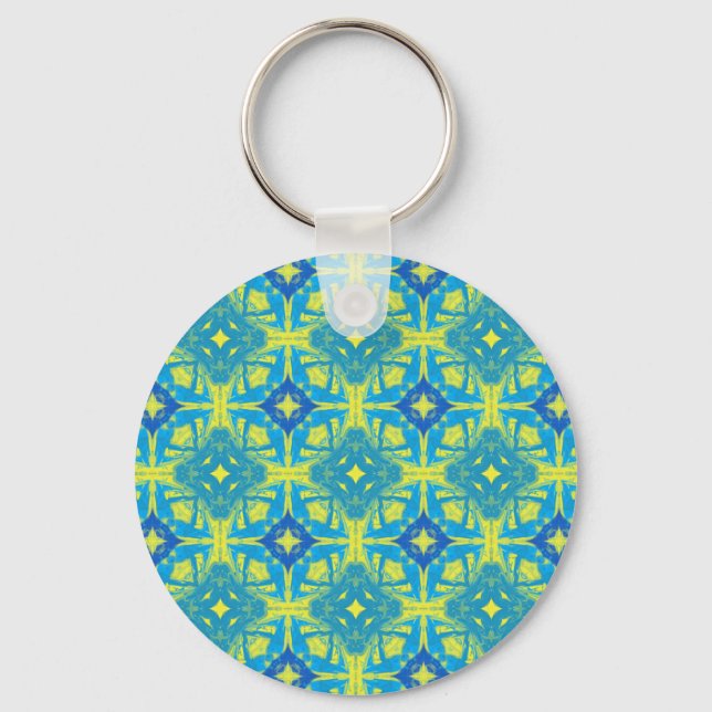 Porte-clés Abstrait bleu et jaune (Recto)