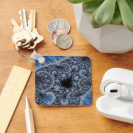 Porte-clés Abstrait bleu et noir complexe fractal