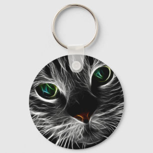 Porte-clés Abstrait Visage Kitty blanc   Fractal Kitty
