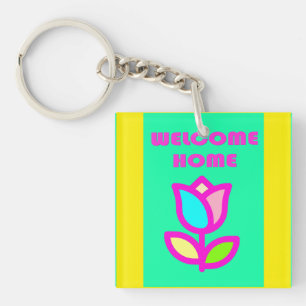 PORTE-CLÉS ACCUEIL ACCUEIL DESIGN PURPLE ET JAUNE