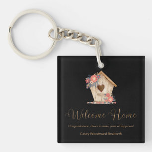 Porte-clés Accueil Realtor Personnalisé en couleur noire