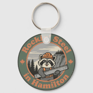 Porte-clés Acier Rockin 'à Hamilton avec un Raton Laveur Drôl