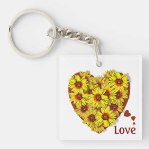 Porte-clés acrylique Cœur de Tournesol