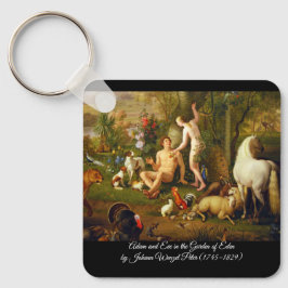 Porte-clés Adam et Eve dans le jardin