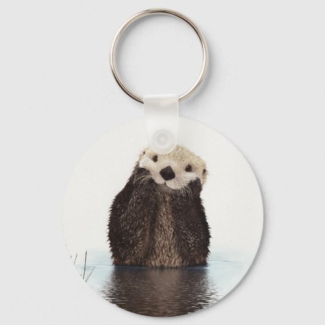 Porte-clés adorable animal de loutre moelleuse mignonne (Recto)
