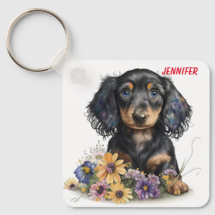 Porte-clés Adorable Chien chiot Dachshund