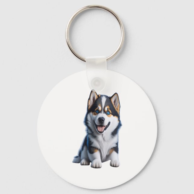 Porte-clés Adorable HD Alaskan Malamute Portrait Chiot - Embr (Recto)