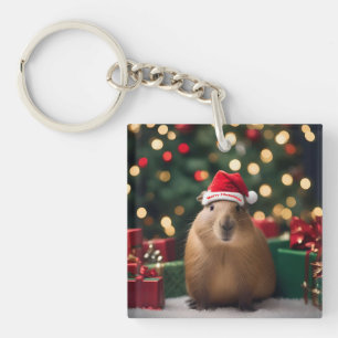 Porte-clés Adorable Noël Capybara,