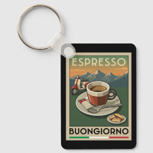 Porte-clés Affiche Café Rétro Art Espresso Italien Années 50