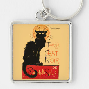Porte-clés Affiche Classique Chat Noir de Steinlen en Noir