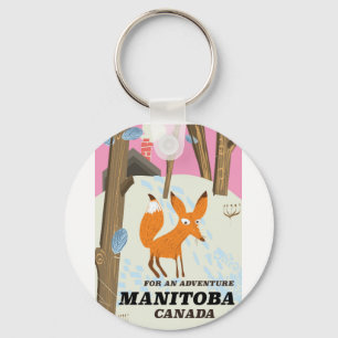Porte-clés Affiche de voyage de style vintage Manitoba Canada
