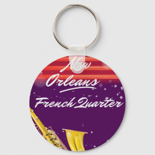 Porte-clés Affiche de voyage du saxophone de La Nouvelle-Orlé