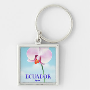 Porte-clés affiche de voyage orchidée Équateur