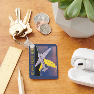 Porte-clés Affiche de voyage vintage, Floride vue du ciel en 