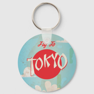 Porte-clés Affiche de voyage Vintage Retro Fly to Tokyo