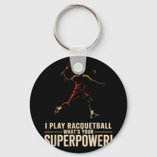 Porte-clés Affiche rétro de superpuissance de racquetball drô