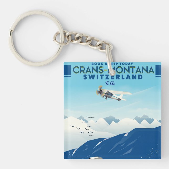 Porte-clés affiche ski de crans-montana Suisse (Devant)
