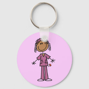 Porte-clés African American Stick Figure Nurse