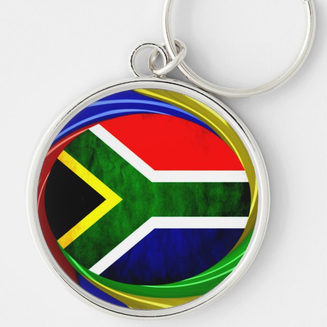 Porte-clés Afrique du Sud Drapeau : Motif dynamique à balayag (Devant)